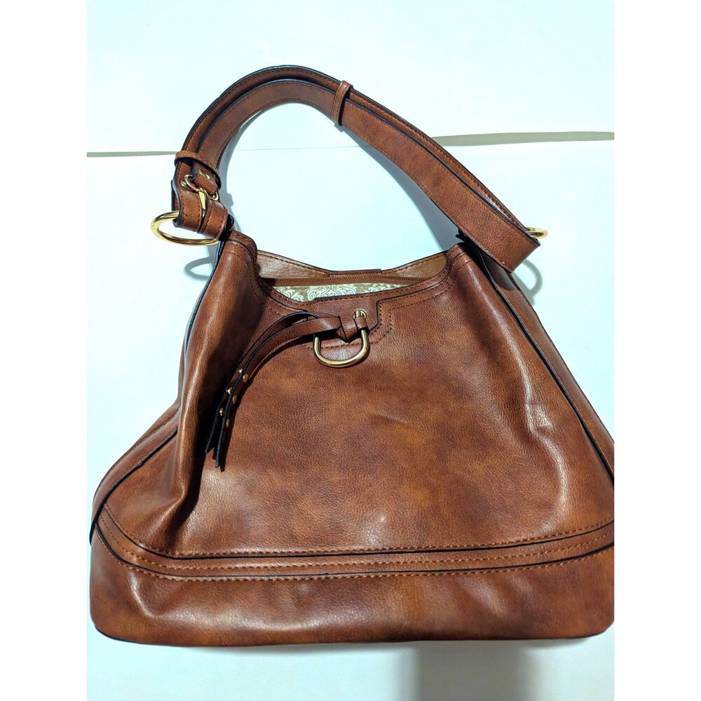 Vintage Hobo Womens Brown Crescent  Leather Shoulder Bag Medium Y2K